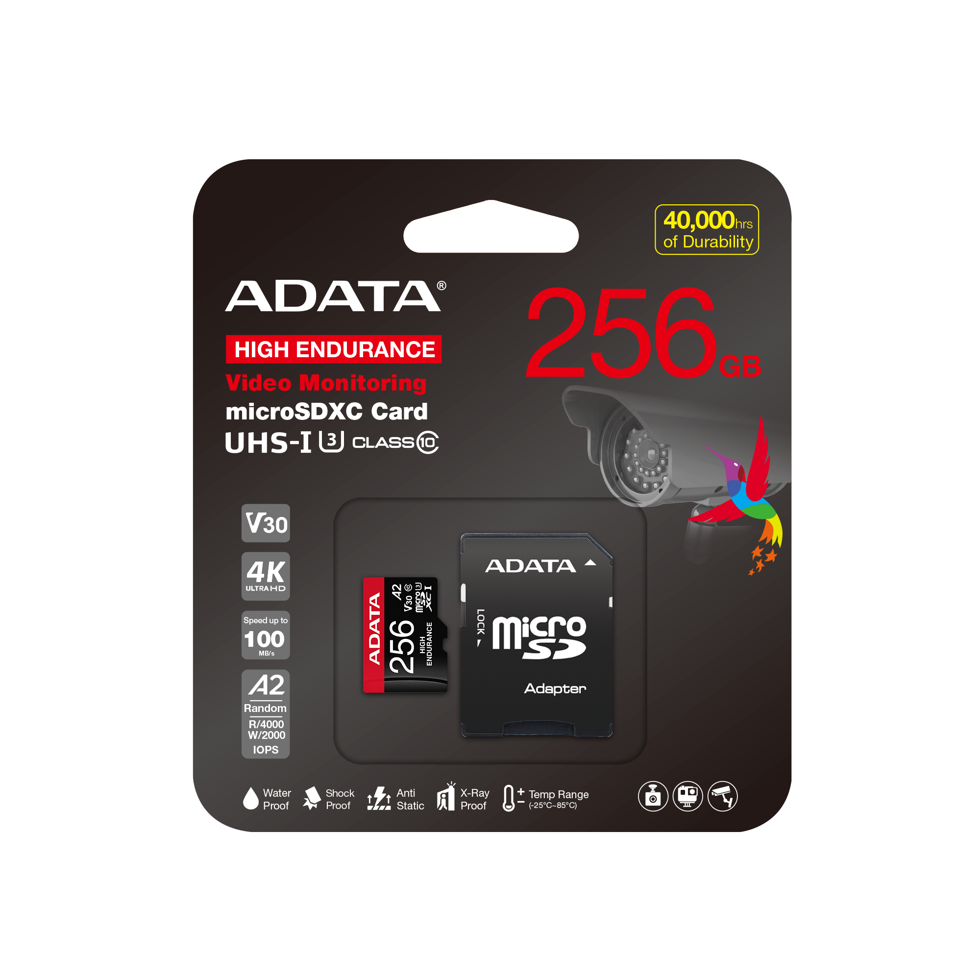ADATA High-Endurance 256GB microSDXC UHS-I Class10 V30 4K A2 Memory Card