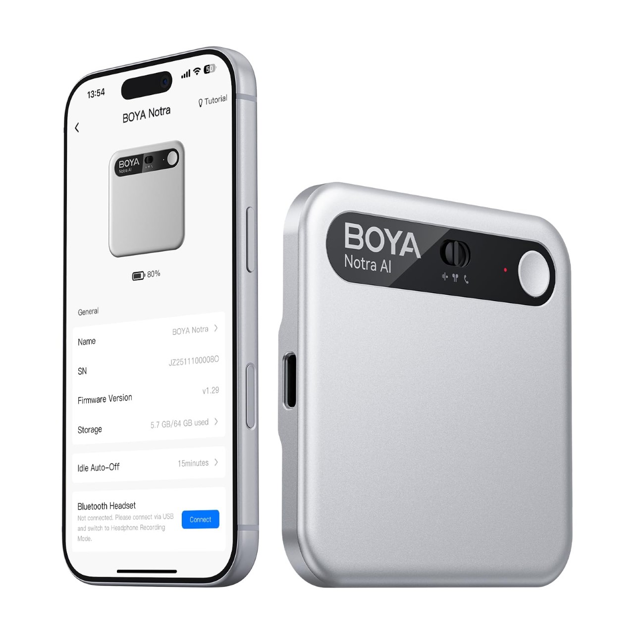 Boya Notra (Silver) AI Voice Recorder