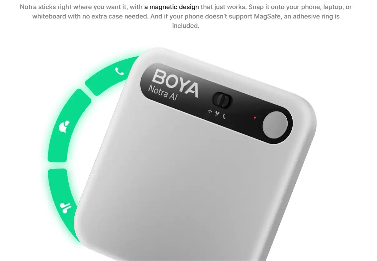 Boya Notra (Silver) AI Voice Recorder