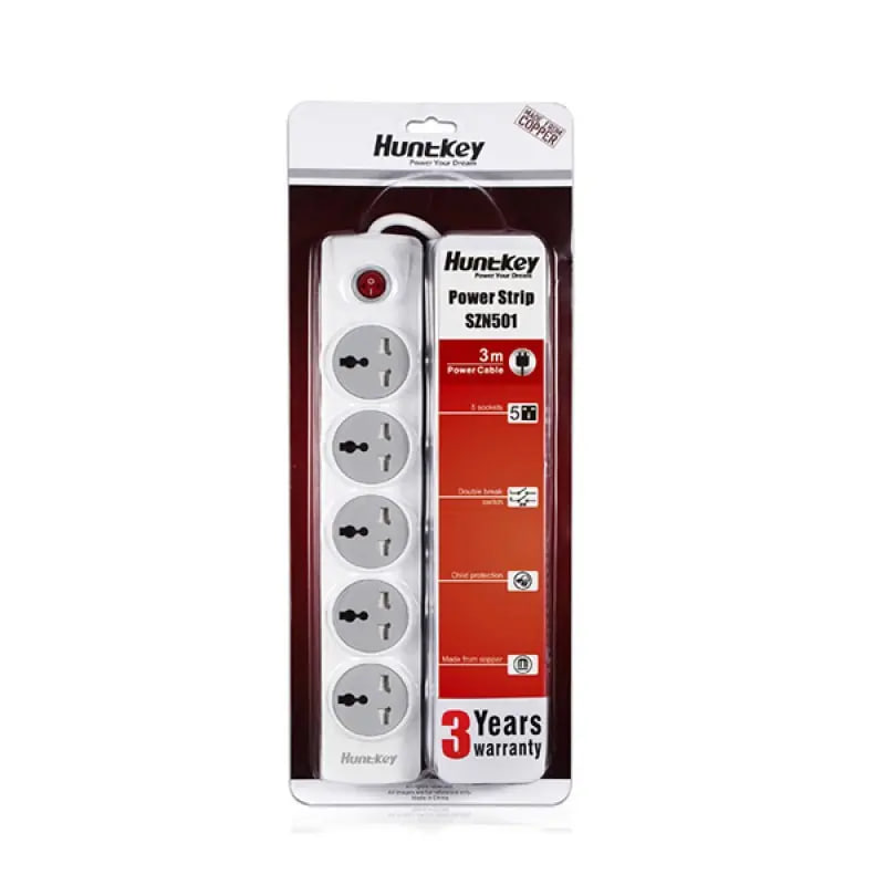 Huntkey SZN501 5 Ports 3Meter (3-pin) Child-protective shutter Power Strip
