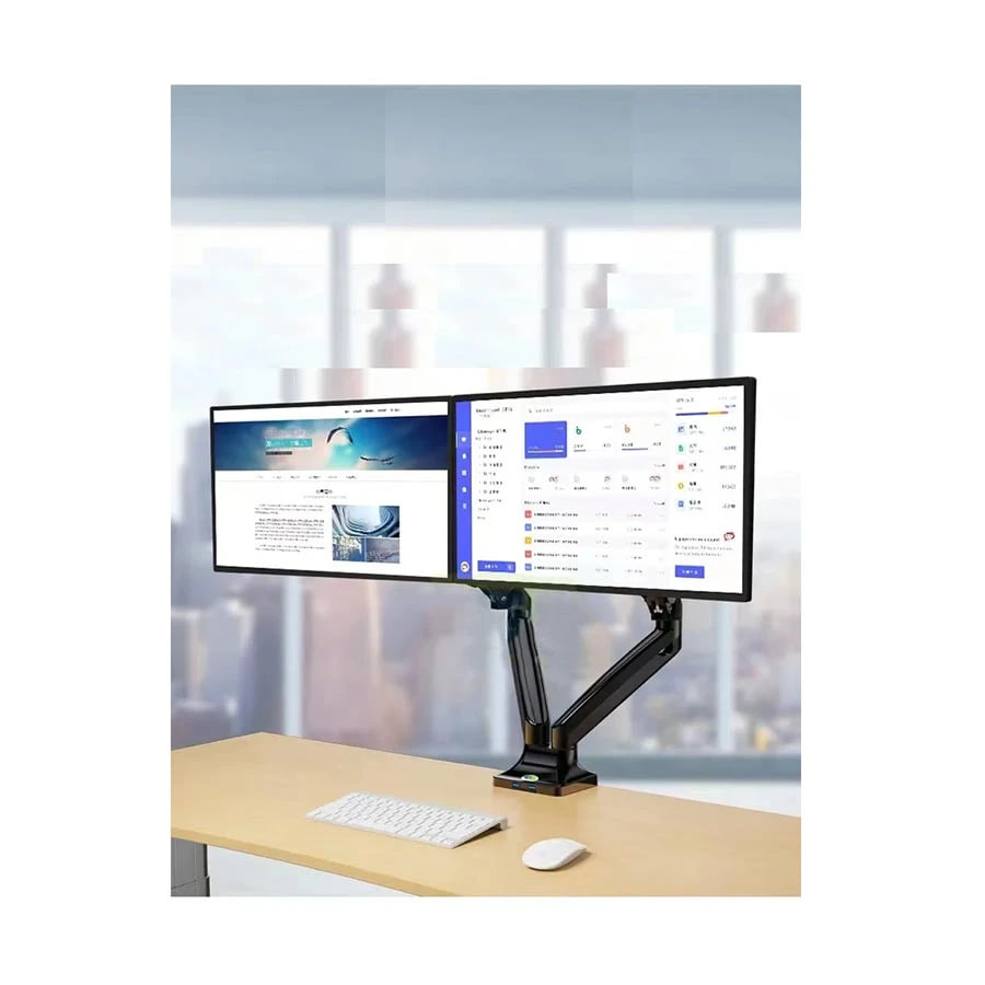 Kaloc DS110-2 17-33 Inch Dual Monitor Arm Gas-Strut Flexi Desk Mount Stand