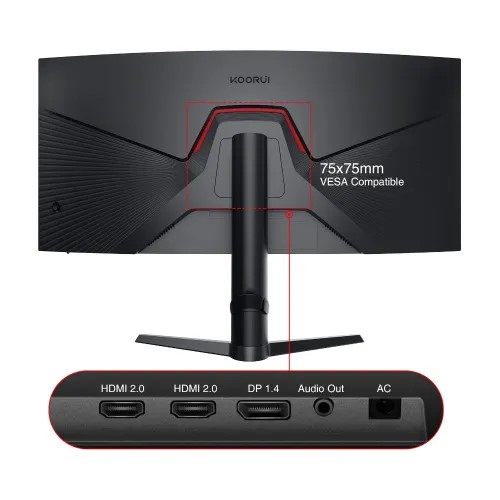 KOORUI 34E6UC 34-inch 180Hz WQHD VA Curved Gaming Monitor