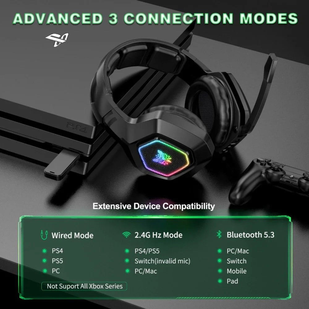 Onikuma B100 RGB Wireless Black Gaming Headset
