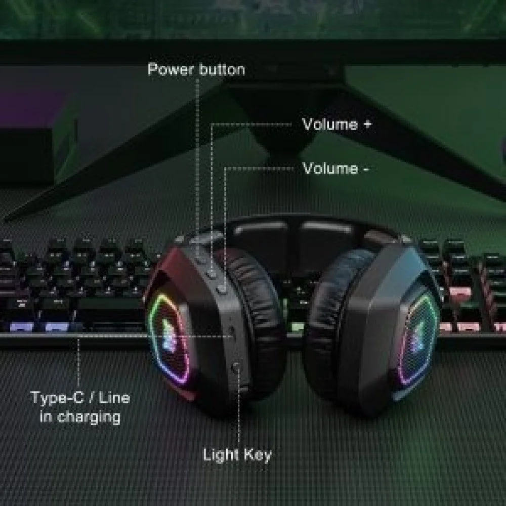 Onikuma B100 RGB Wireless Black Gaming Headset