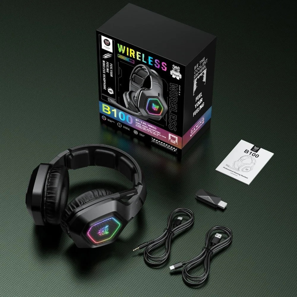 Onikuma B100 RGB Wireless Black Gaming Headset
