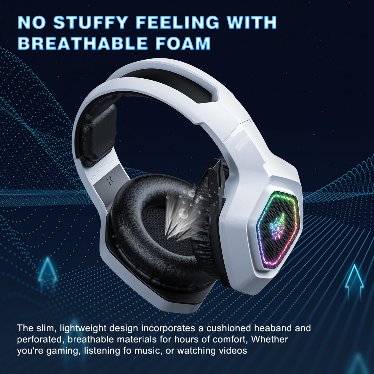 Onikuma B100 RGB Wireless White Gaming Headset