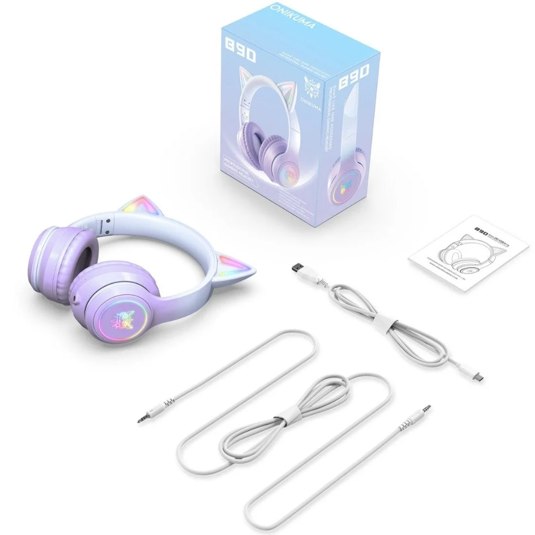Onikuma B90 RGB Bluetooth Wireless Purple Gaming Headphone