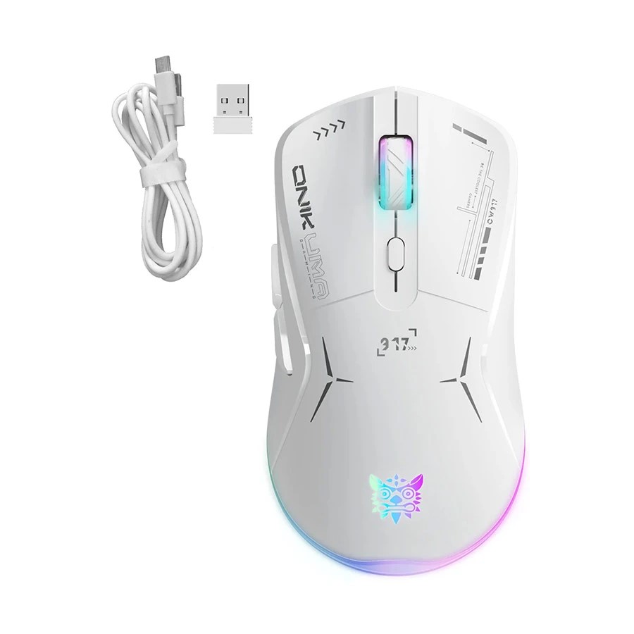 ONIKUMA CW917 RGB Dual Mode wired + 2.4GHz Wireless White Gaming Mouse