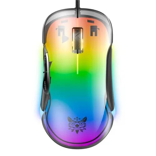 Onikuma CW925 12800 DPI RGB Backlit Wired transparent Gaming Mouse BLACK