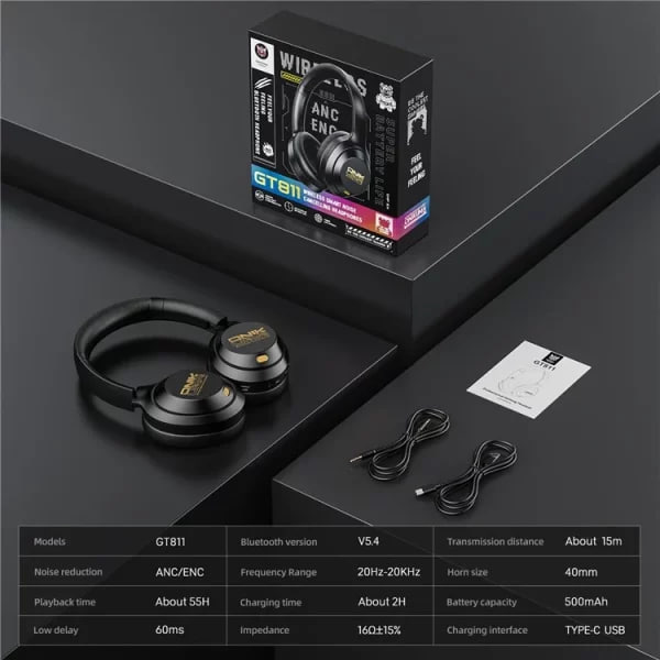 ONIKUMA GT811 Head-mounted Dual Noise Reduction Wireless Bluetooth Headphone