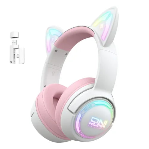 ONIKUMA GT838 Wireless RGB Gaming Pink Blue Headset