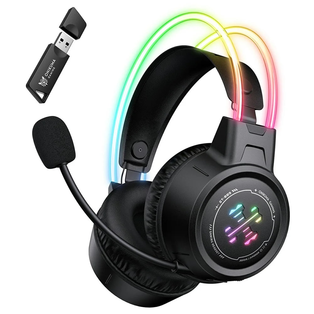 Onikuma GT889 Tri-Mode RGB Wireless Black Gaming Headphone