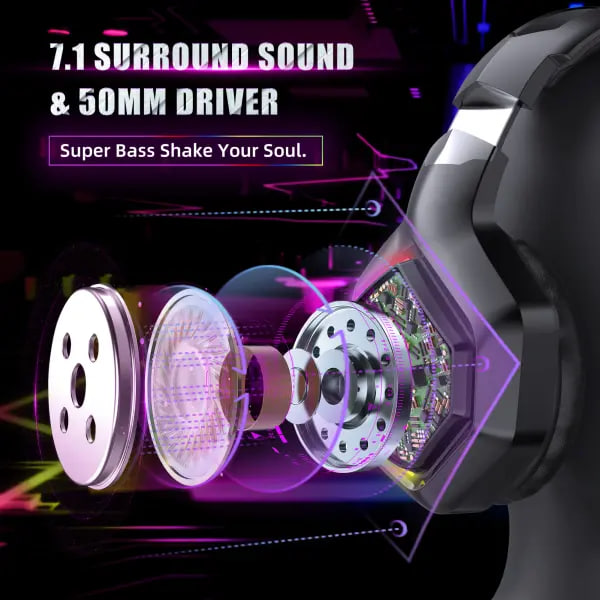 Onikuma K10 Pro Wired RGB Black Gaming Headphone