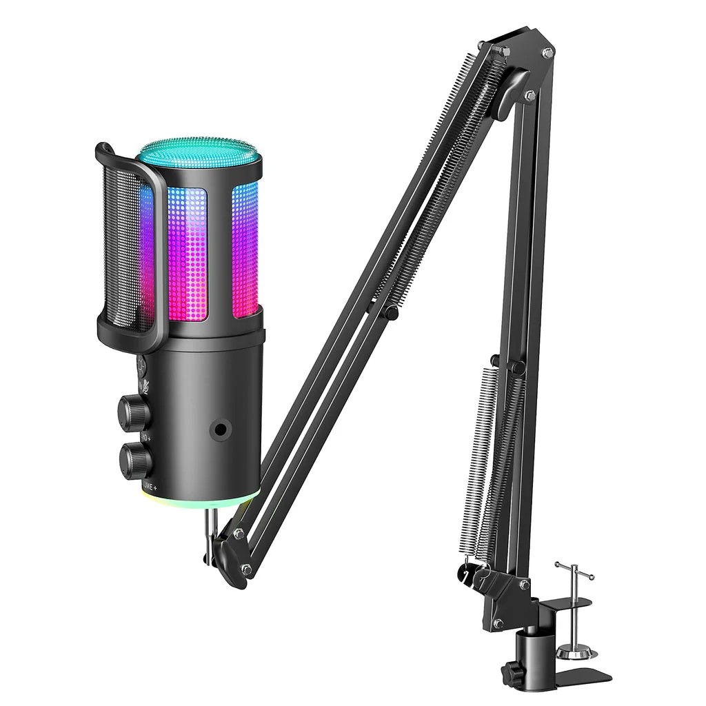 ONIKUMA M530 RGB Condenser USB Multifunctional Knob & Monitoring Black Microphone