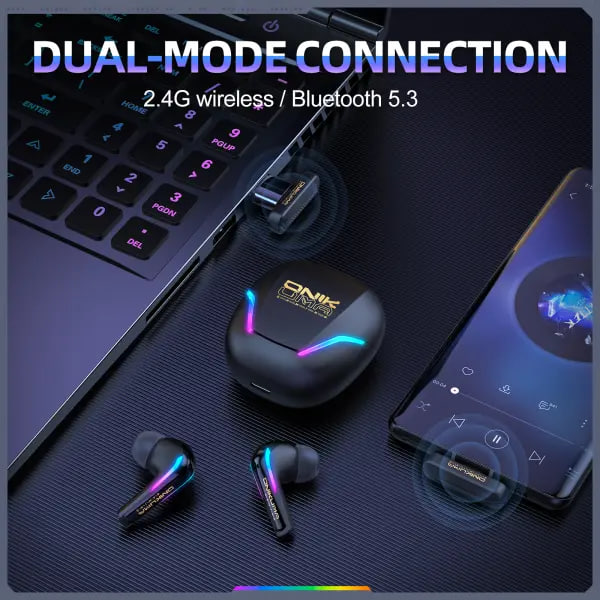 ONIKUMA T27 2.4G Wireless Gaming Earbuds with ENC Mic Black