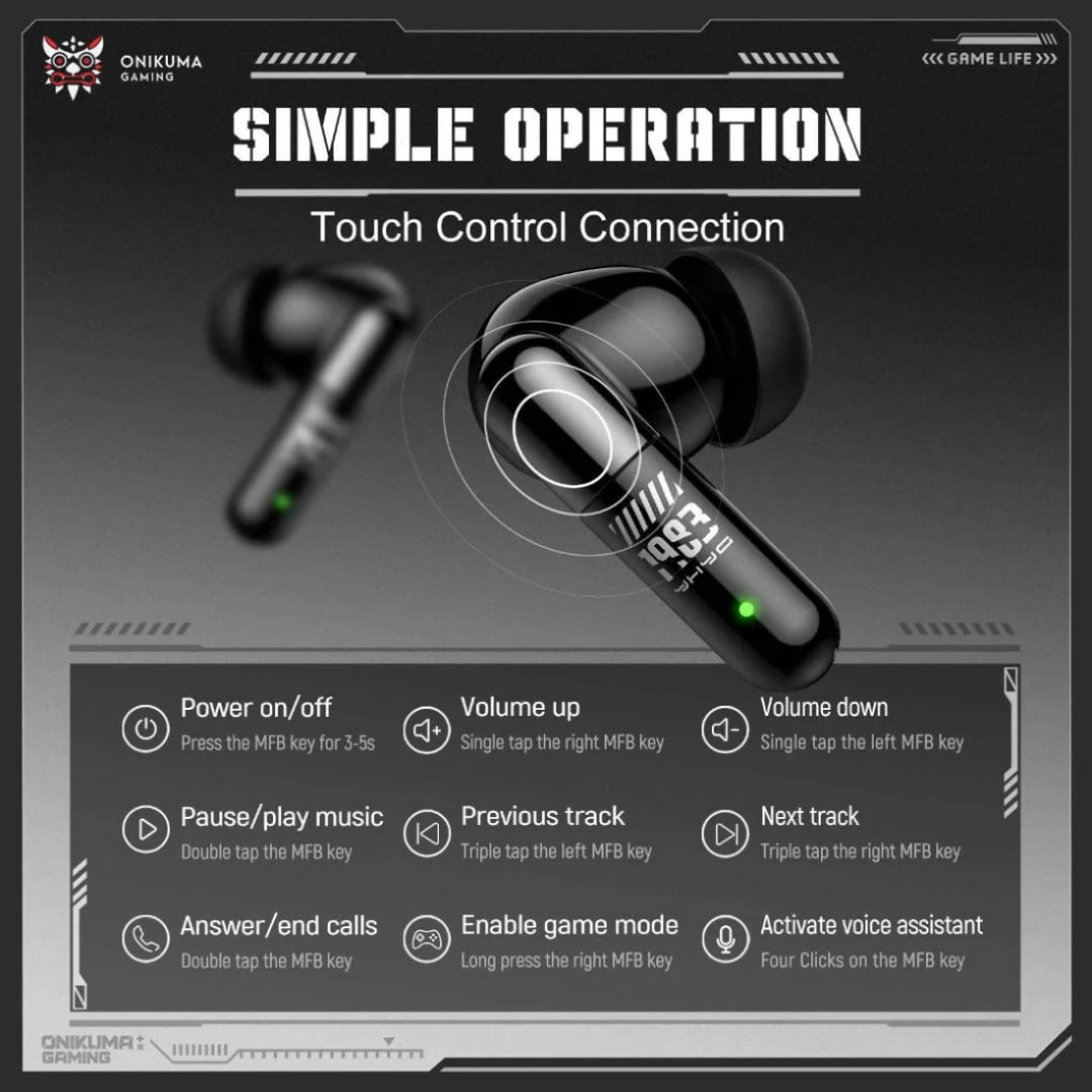 Onikuma TX602 Tri Mode Gaming Earbuds