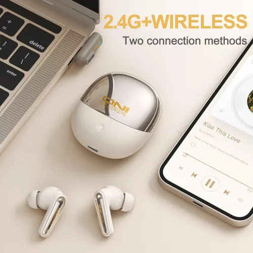 ONIKUMA TX610 Dual-Mode ANC With 30ms Wireless Ultra-Low Latency Gaming Earbuds(White)