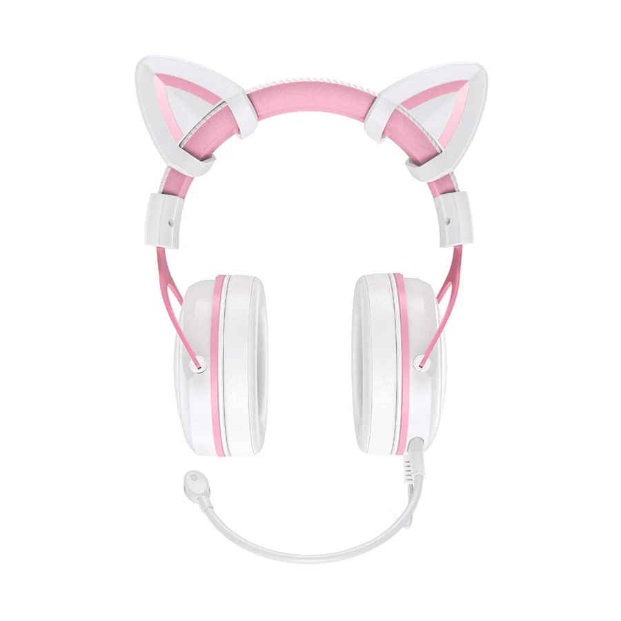 ONIKUMA X10 Pink Cat Ears Stereo Wired Noise Cancellation Gaming Headset