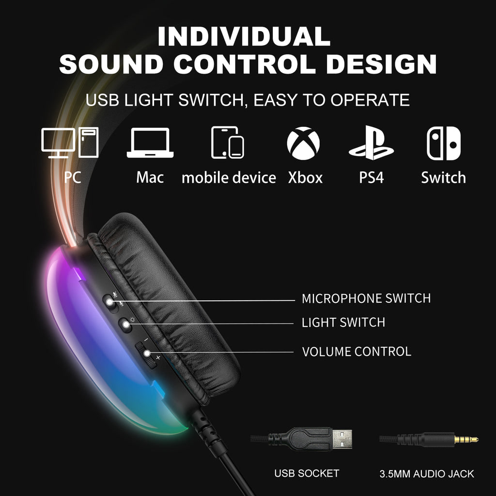 Onikuma X25 RGB Wired Black Gaming Headset
