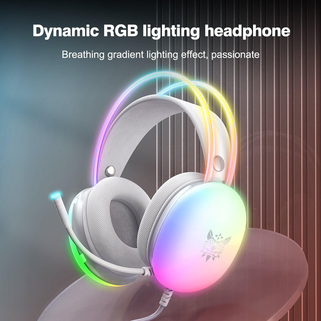 Onikuma X25 RGB Wired White Gaming Headset