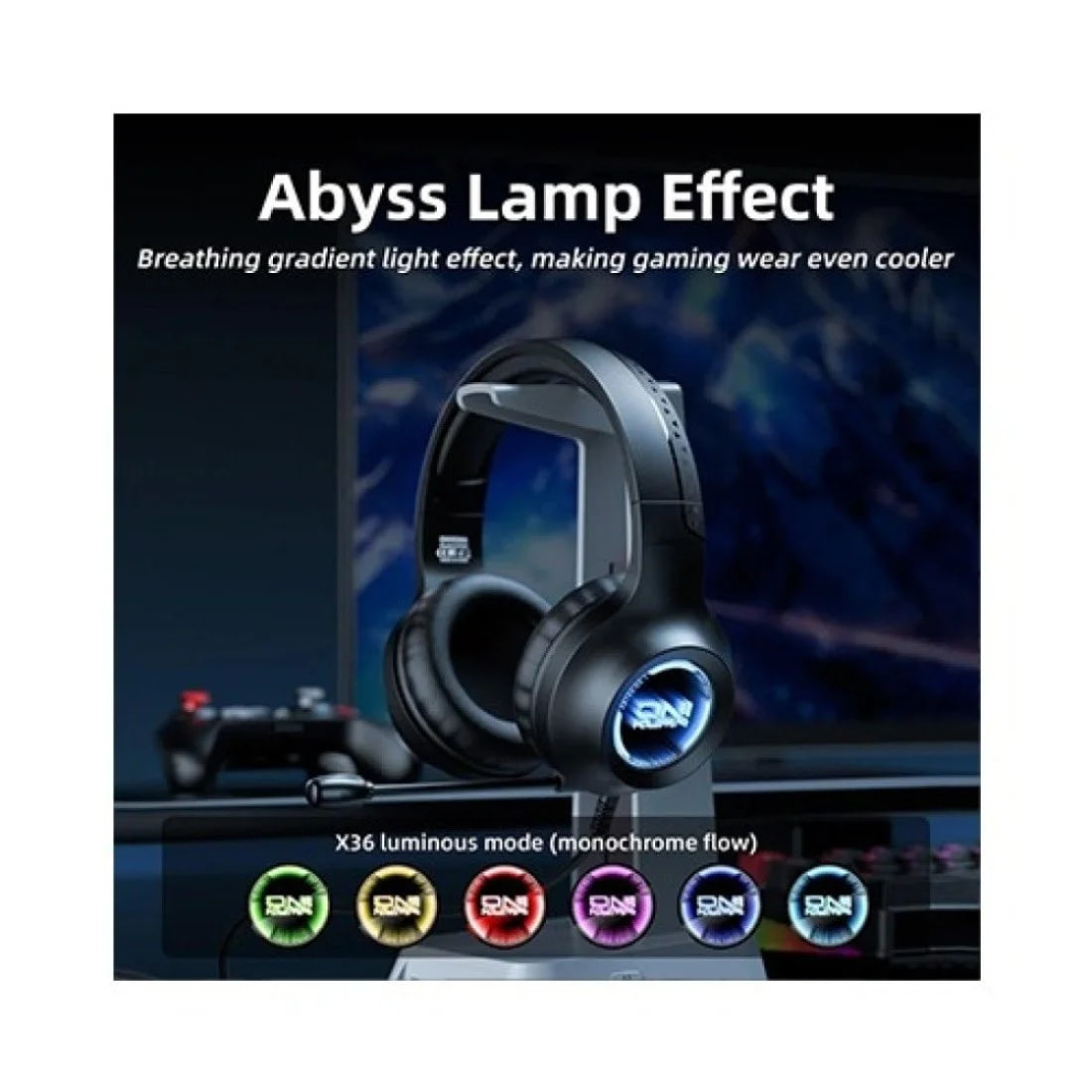 ONIKUMA X36 RGB 3.5mm Over-Ear Black Gaming Headset