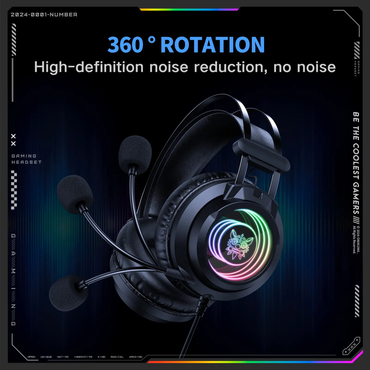 Onikuma X80 3.5 Wired RGB Gaming Headphone