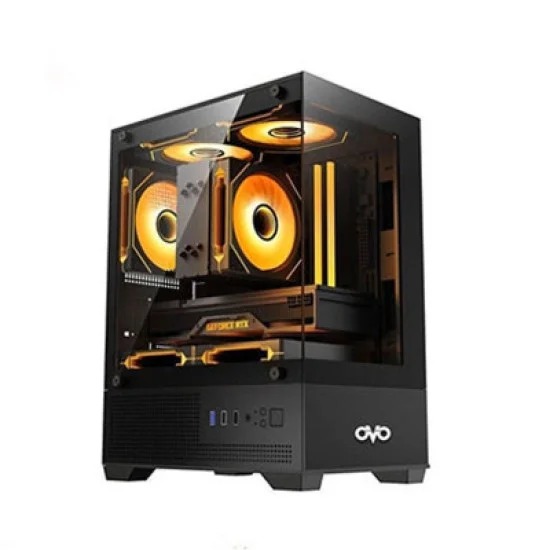 OVO CC219501-B 3X-ARGB Infinity Ice Cube Button Control m-ATX Gaming Casing