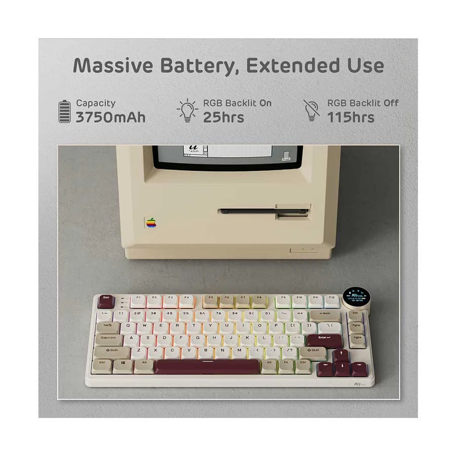 Royal Kludge RK N80 Low-Profile Tri Mode RGB Hot Swap (Brown Switch) Rosy Cloud (Dune Red) Mechanical Gaming Keyboard