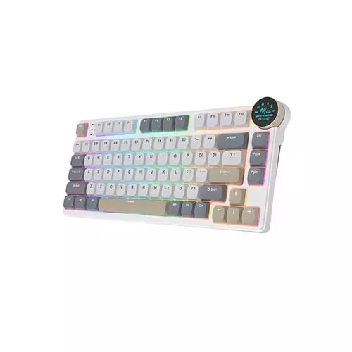 Royal Kludge RK N80 Low-Profile Tri-Mode RGB Mechanical Keyboard - Pearly Dawn (Brown Switch)