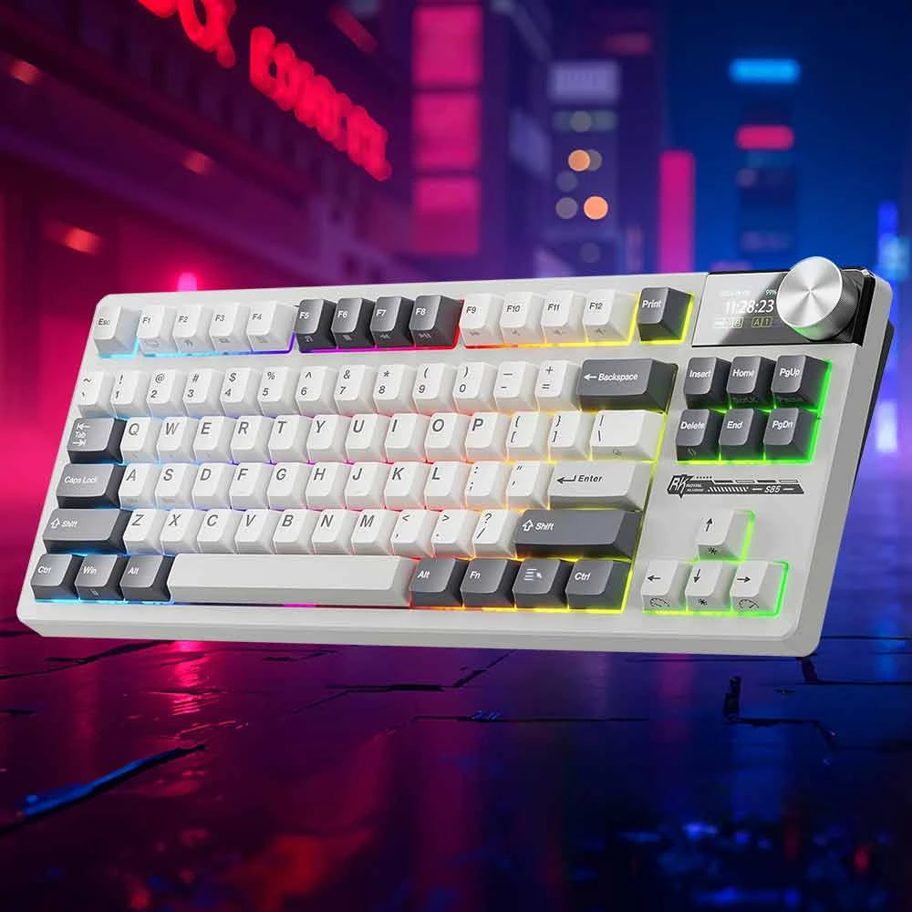 Royal Kludge RK S85 Tri Mode RGB Hot Swap (Cloud Switch) White Night Mechanical Gaming Keyboard
