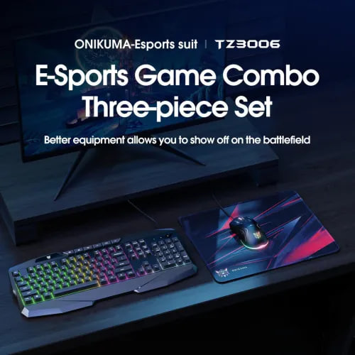 Onikuma TZ3006 3 in 1  RGB Wired Keyboard, Mouse Gaming Combo