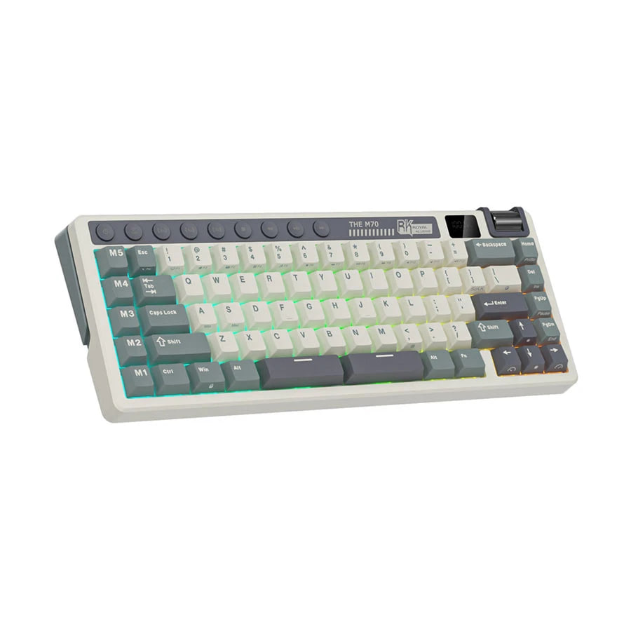 Royal Kludge RK M70 RGB Tri Mode Hot Swap (Cream Switch) Cyan Mechanical Gaming Keyboard