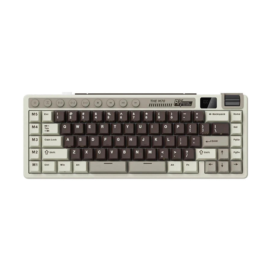 Royal Kludge RK M70 RGB Tri Mode Hot Swap (Cream Switch) Mocha Grey Mechanical Gaming Keyboard