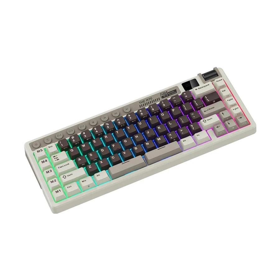 Royal Kludge RK M70 RGB Tri Mode Hot Swap (Cream Switch) Mocha Grey Mechanical Gaming Keyboard