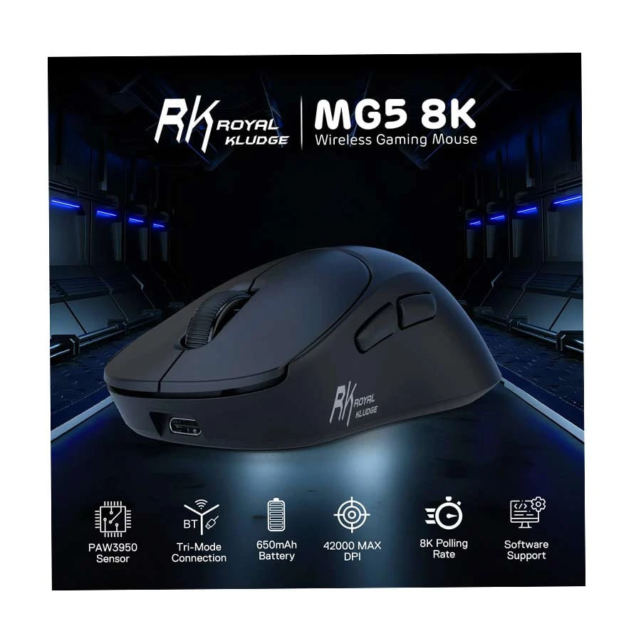 Royal Kludge RK MG5 Tri-Mode Wireless Dark Night Gaming Mouse
