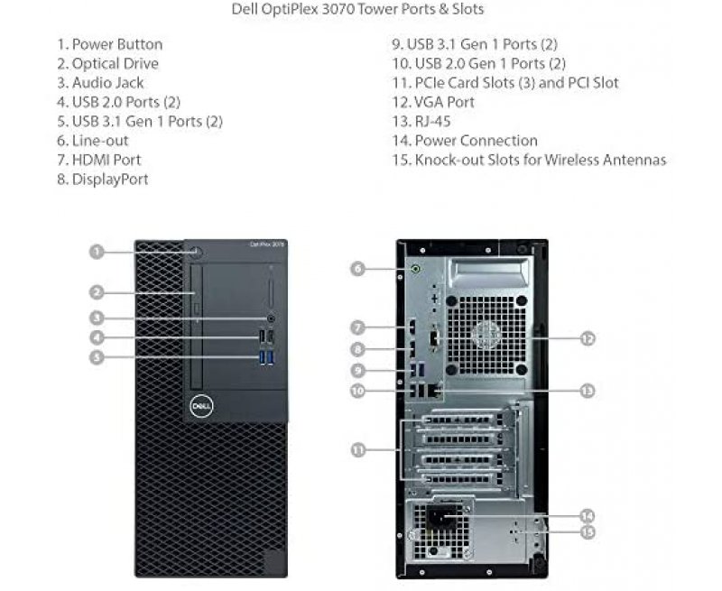 Dell Optiplex 3070 MT 9th Gen Intel Core i3 9100 260W PSU Free DOS Black  Mini Tower Brand PC